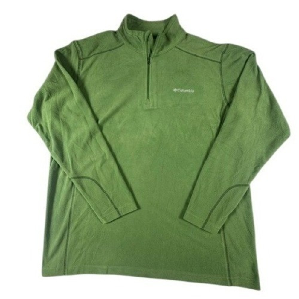 Columbia Fleece Pullover Mens XL Green 1/4 Zip Mock Neck XM6279 Lightweight